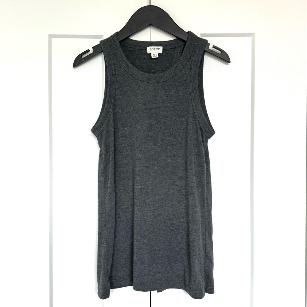 NWT: J.Crew Factory dark grey  Tie-back Tank in Feathersoft Yarn XXS